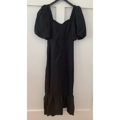 Sandro Falbala Midi Dress Black Sz 34 Short Sleeve Rhinestone Embellished Cutout