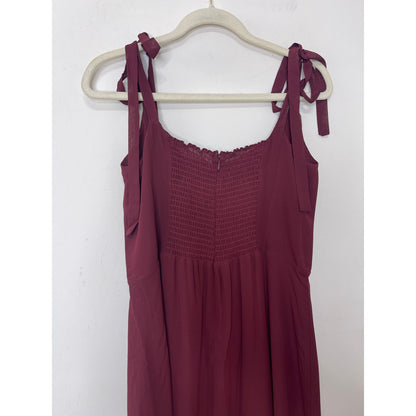 Reformation Besse Midi Dress in Plum Size 10 Sleeveless Lined Lace Tie Smocked