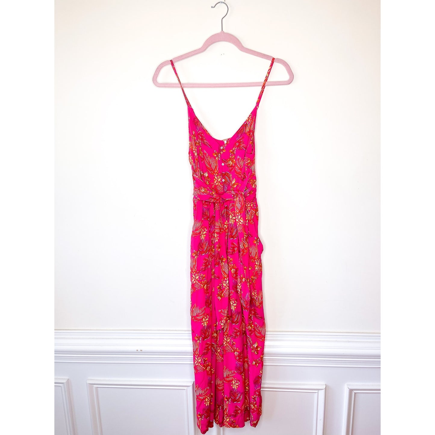 Free People Hot Tropics Jumpsuit in Pink Combo Size 2