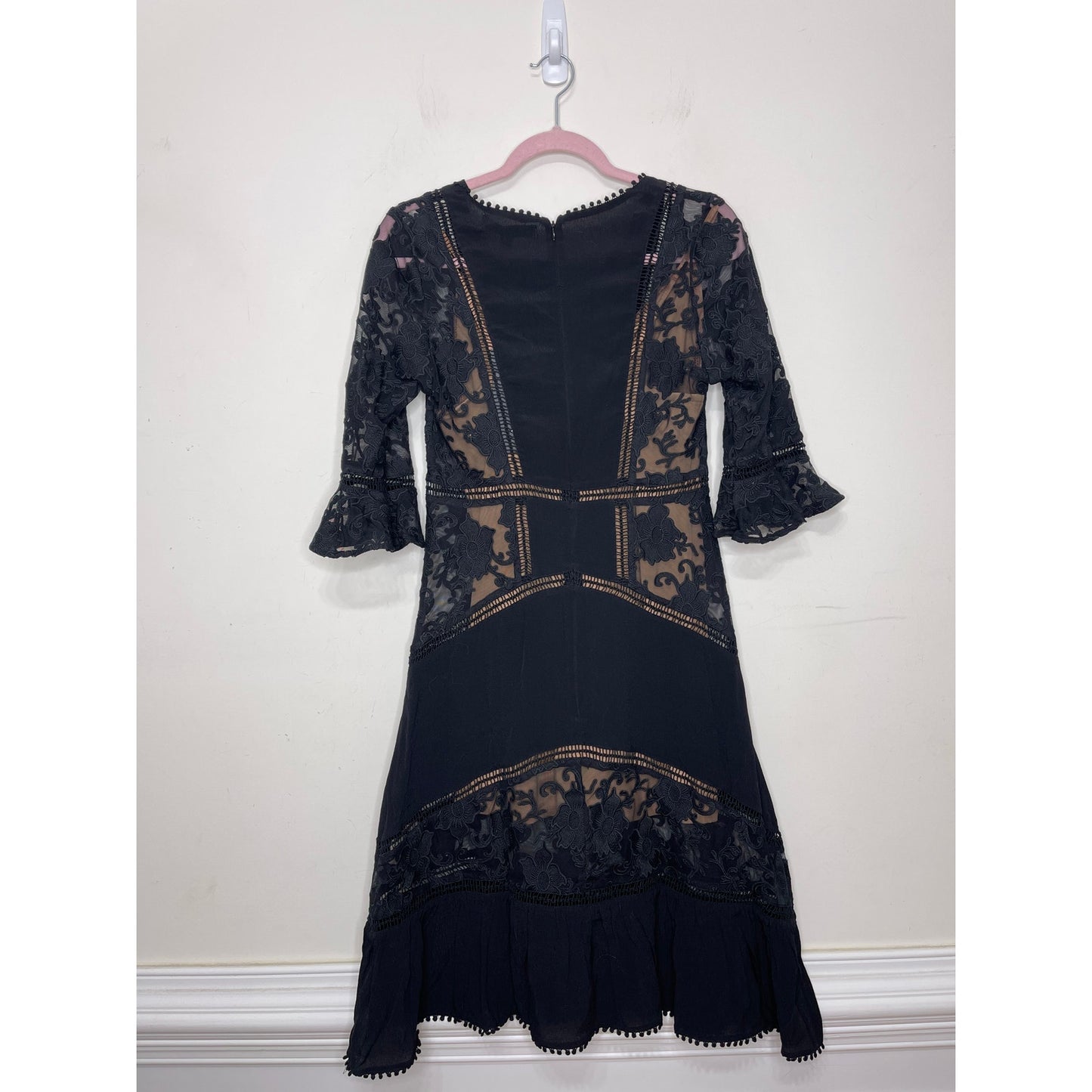 For Love and Lemons Ellery Dress Medium Sheer Half Sleeve Ruffle Gothic Party