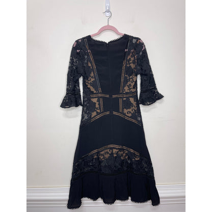For Love and Lemons Ellery Dress Medium Sheer Half Sleeve Ruffle Gothic Party
