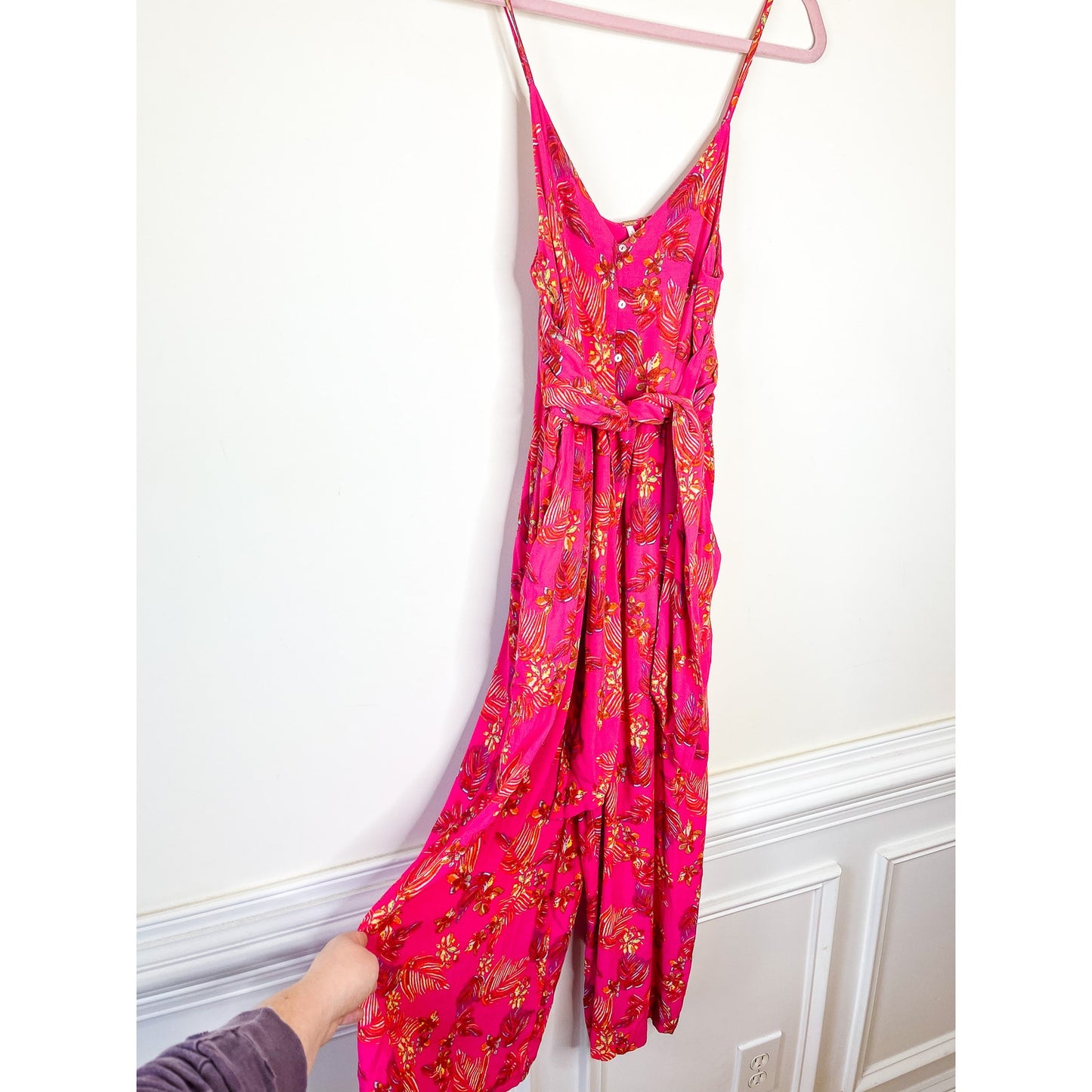 Free People Hot Tropics Jumpsuit in Pink Combo Size 2