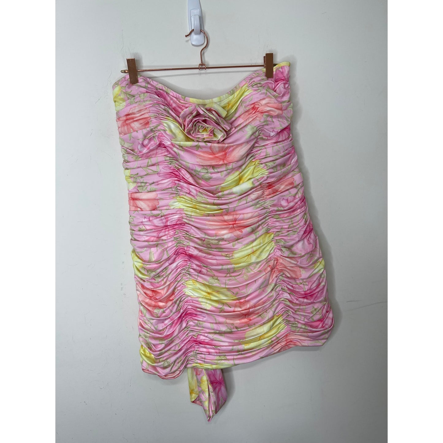 LoveShackFancy Nerra Mini Ruched Dress in Light Berry Tea Size 14 Floral Lined
