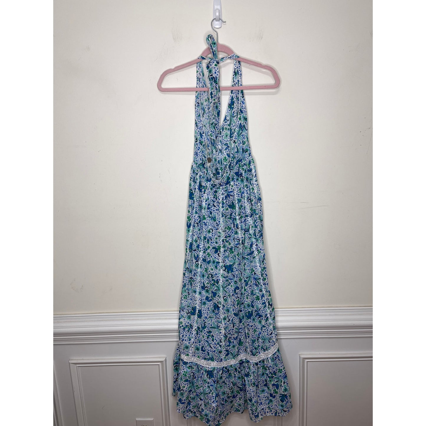 Poupette St. Barth Carine Maxi Dress in Blue Monaco Medium Sleeveless Halter