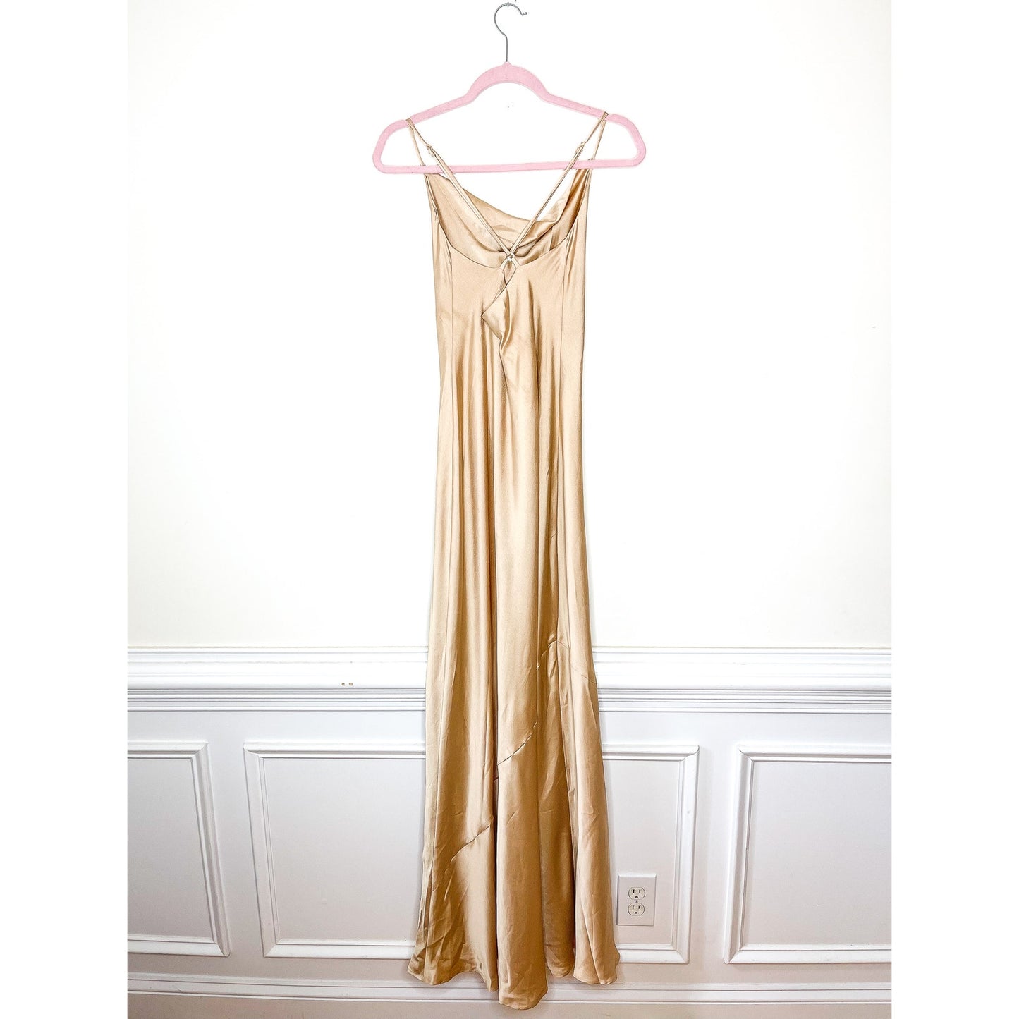 Show Me Your Mumu Tuscany Maxi Slip Dress in Champagne Luxe Satin Size Small