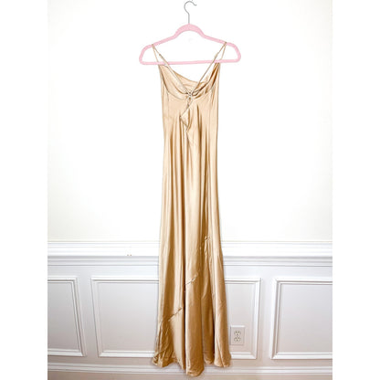 Show Me Your Mumu Tuscany Maxi Slip Dress in Champagne Luxe Satin Size Small