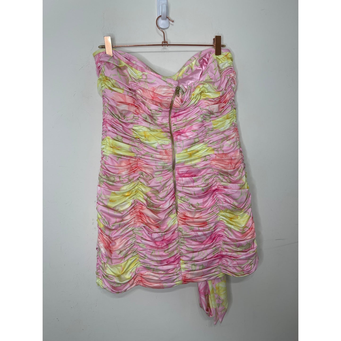 LoveShackFancy Nerra Mini Ruched Dress in Light Berry Tea Size 14 Floral Lined