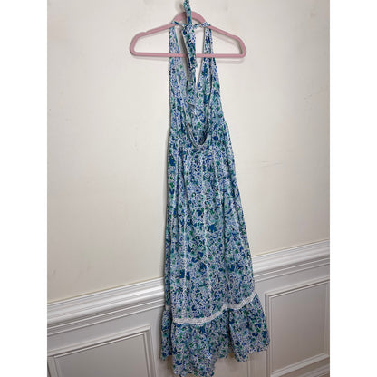 Poupette St. Barth Carine Maxi Dress in Blue Monaco Medium Sleeveless Halter