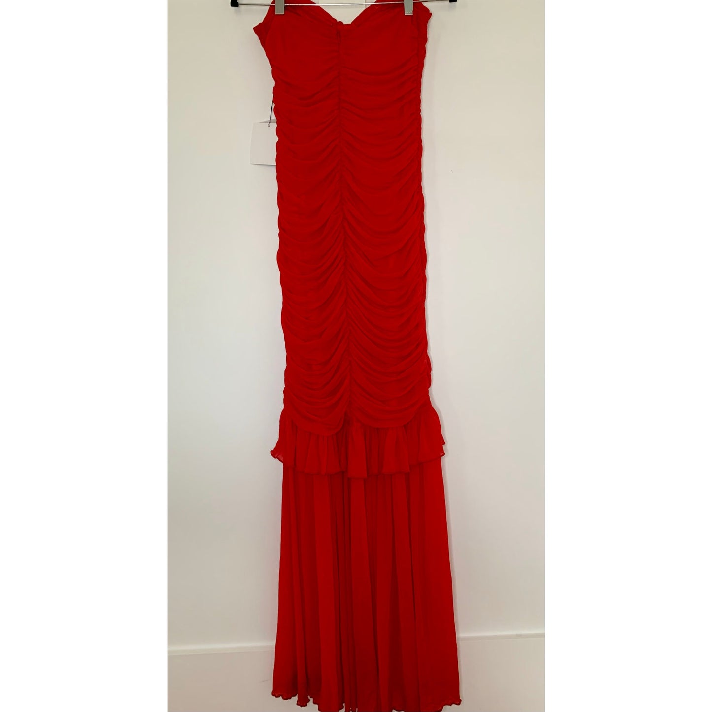 Majorelle Giules Strapless Gown in Cherry Red Dress Medium Ruffle Lined Party