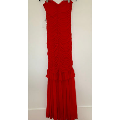 Majorelle Giules Strapless Gown in Cherry Red Dress Medium Ruffle Lined Party