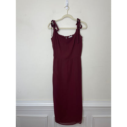 Reformation Besse Midi Dress in Plum Size 12 Sleeveless Lace Tie Lined Zip Back