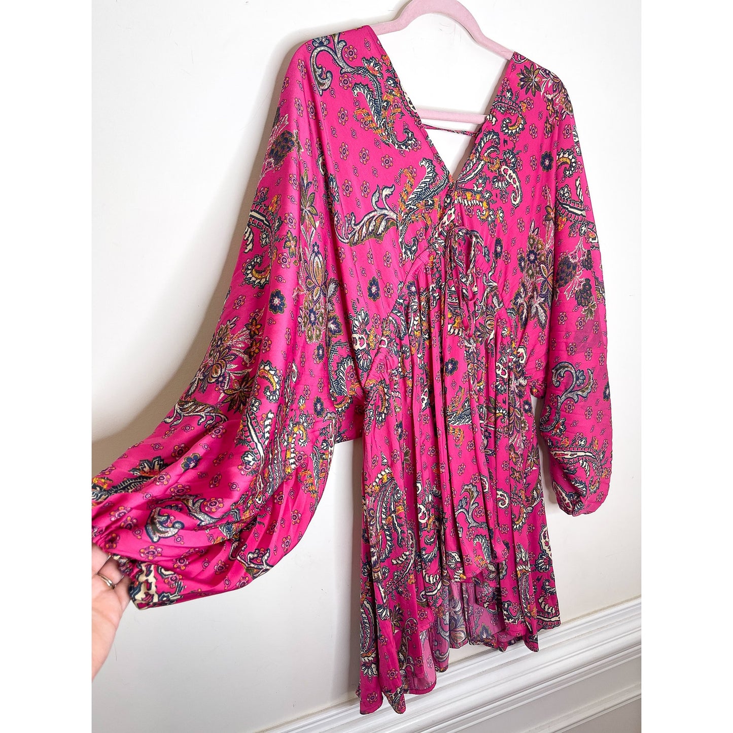 Free People Arzel Printed Mini Dress in Pink Combo Size XS