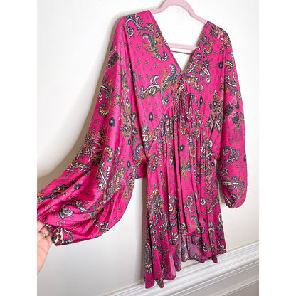 Free People Arzel Printed Mini Dress in Pink Combo Size XS