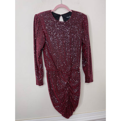Retrofete Flynn Tulle Mini Dress in Plum Medium Sequin Embellished Long Sleeve