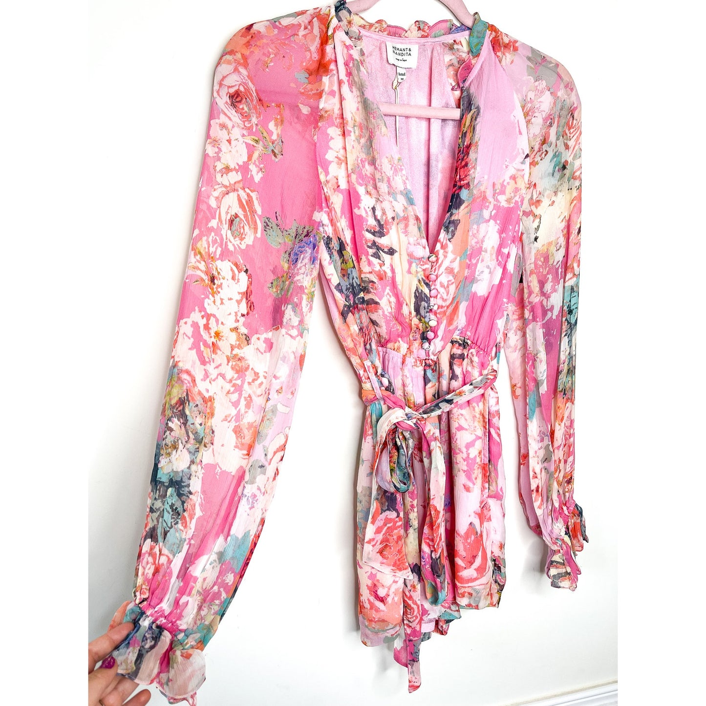Hemant & Nandita X Revolve Sage Romper in Pink Size XS