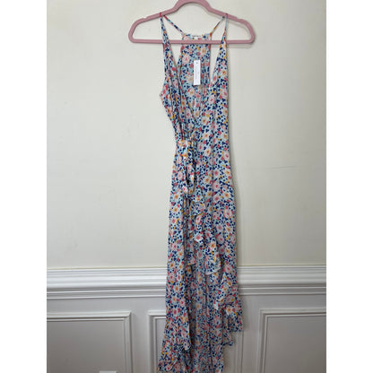 Poupette St. Barth Tamara Floral Wrap Maxi Dress Small Floral Print Sleeveless