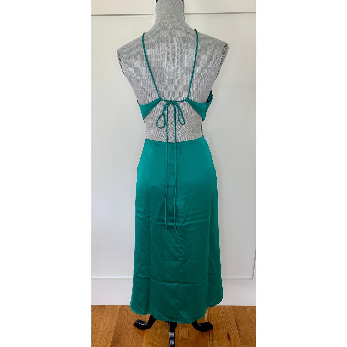 Fame and Partners The Demeter Dress in Pine Size 12 Midi Halter Cutout Lined