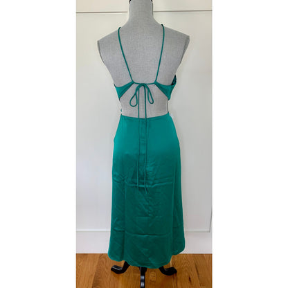 Fame and Partners The Demeter Dress in Pine Size 12 Midi Halter Cutout Lined