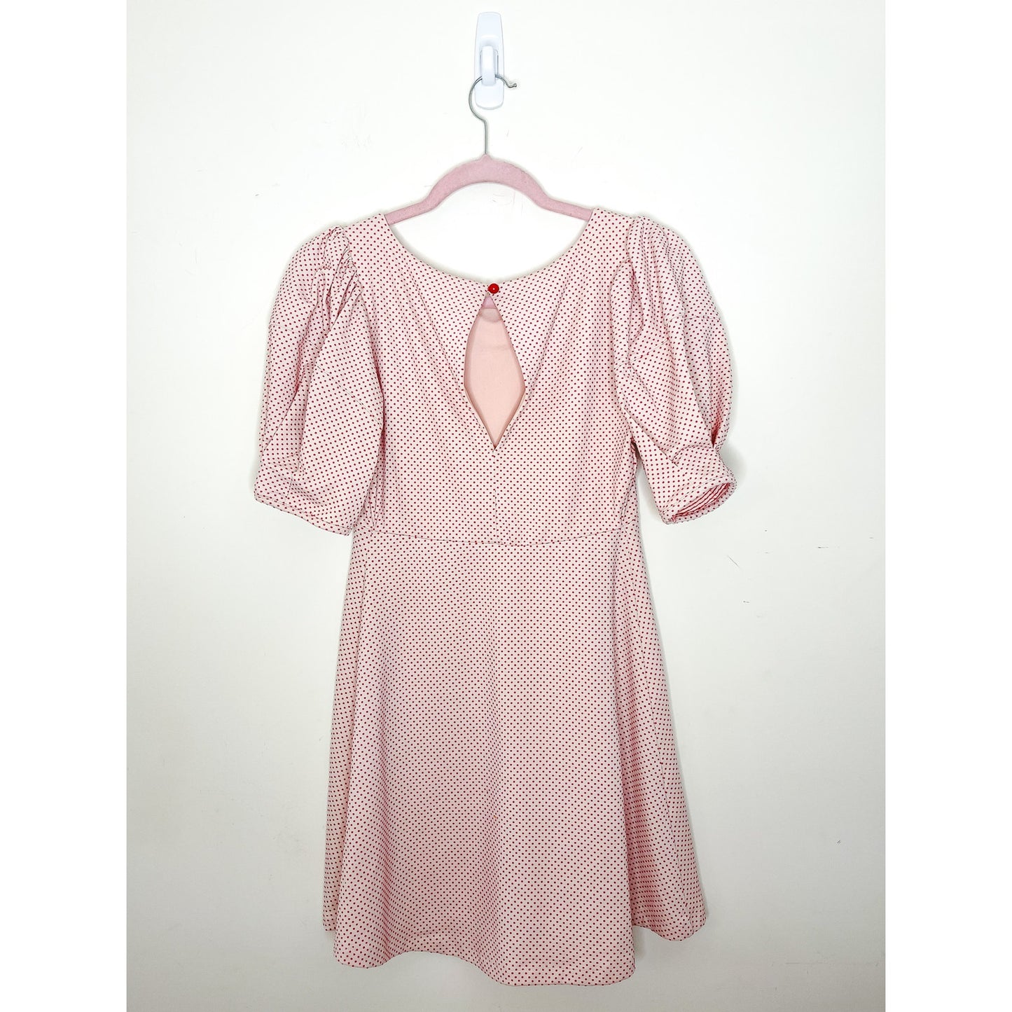 Free People Penelope Pink Polkadot Puff Sleeve Dress Size XS