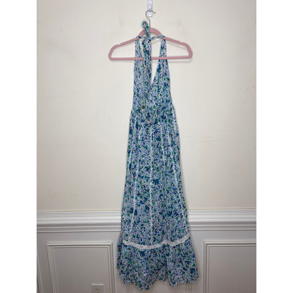 Poupette St. Barth Carine Maxi Dress in Blue Monaco Medium Sleeveless Halter