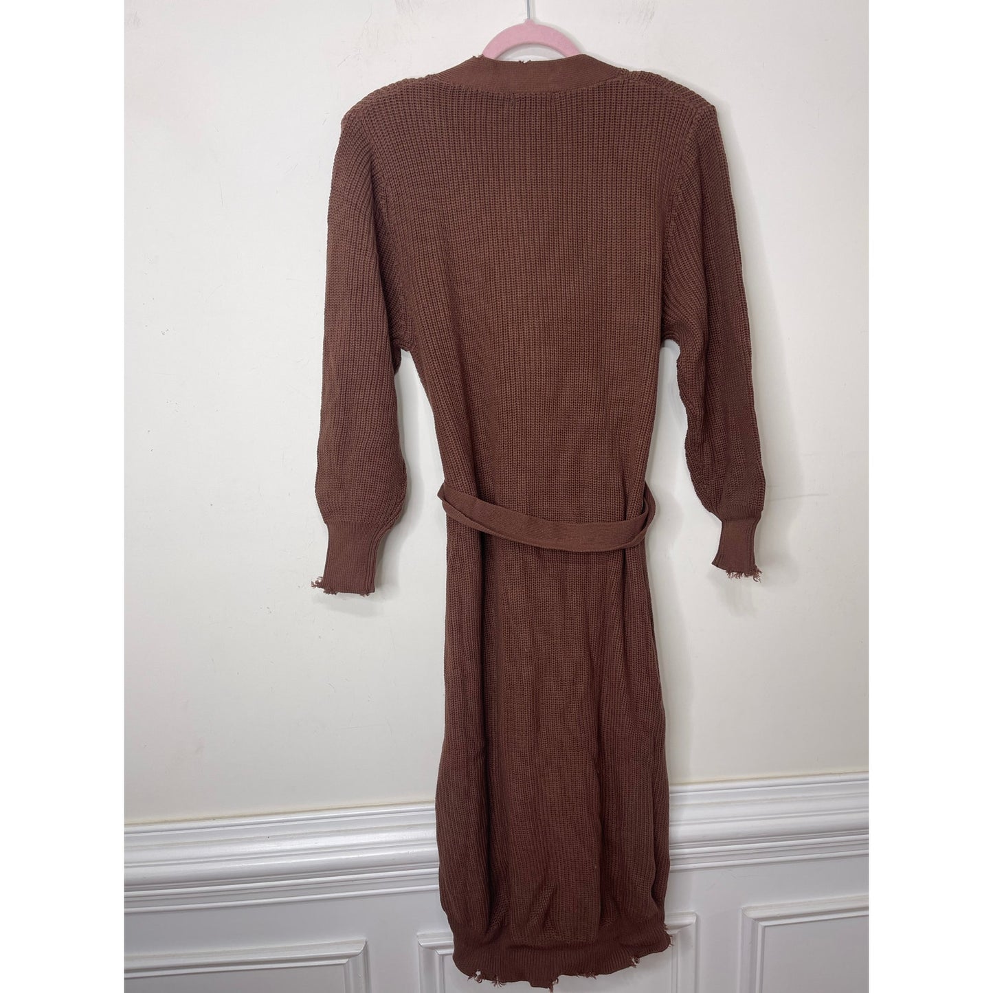 SER.O.YA Amanda Sweater Dress Brown Small Long Sleeve Button Front Knit Cotton