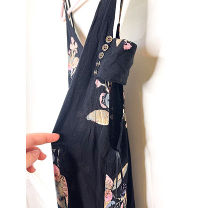 Free People Dream Big Jumpsuit in Black Floral Size Small