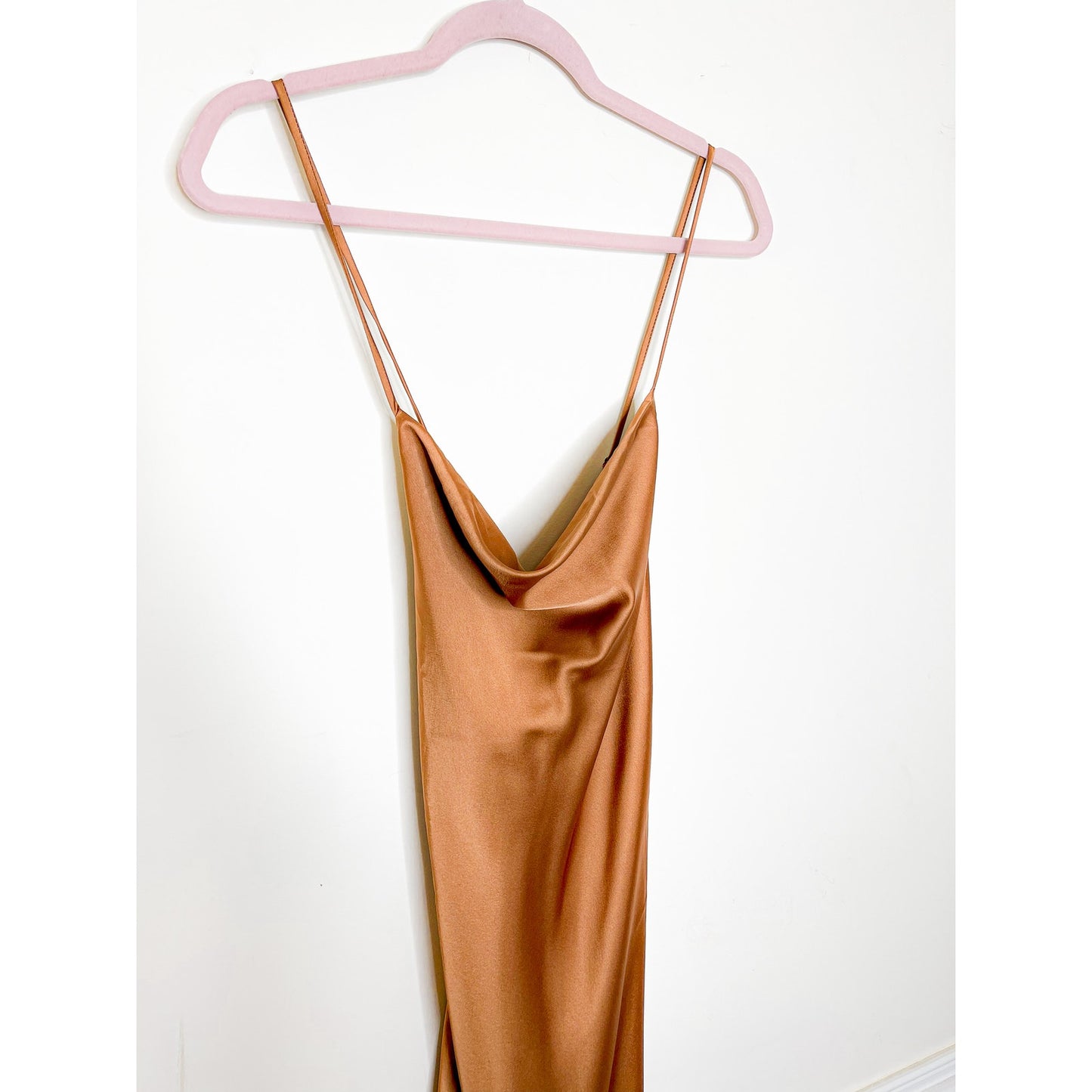 Show Me Your Mumu Verona Cowl Neck Midi Dress in Copper Lux Satin Size Small