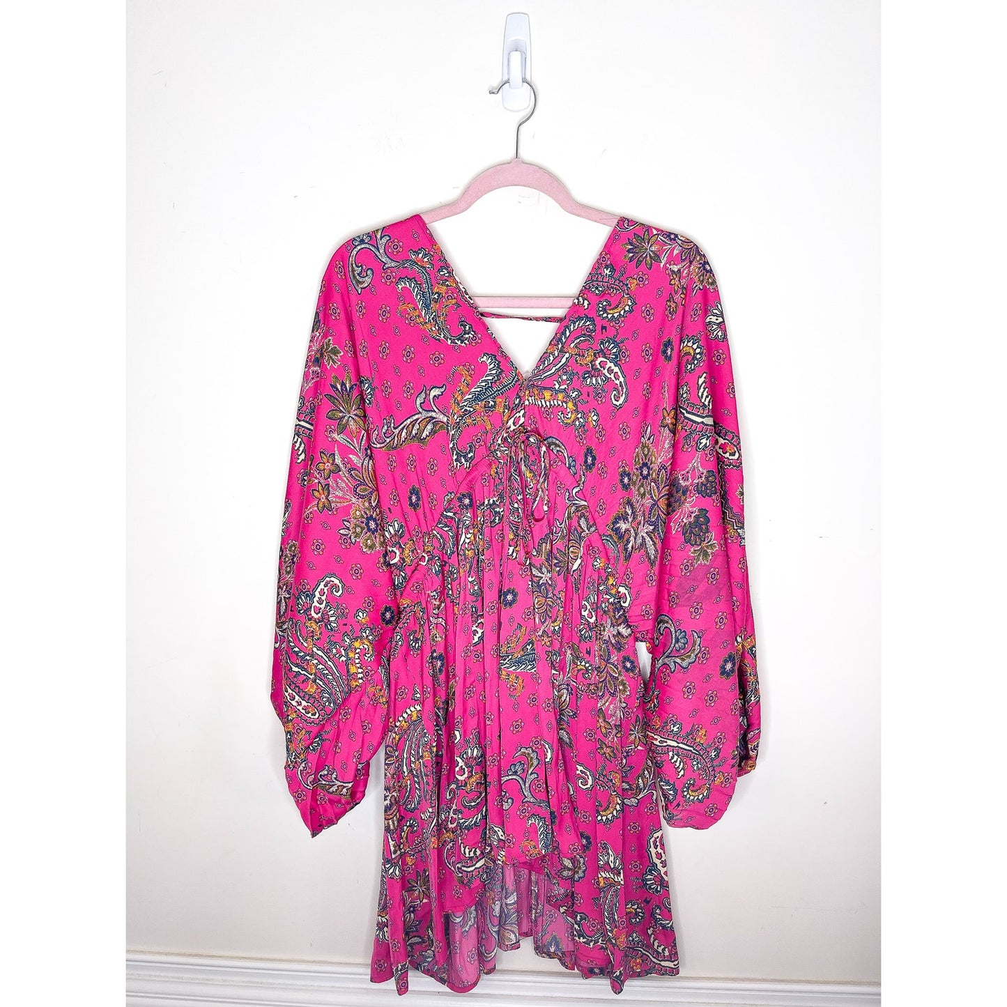 Free People Arzel Printed Mini Dress in Pink Combo Size XS