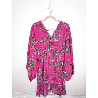 Free People Arzel Printed Mini Dress in Pink Combo Size XS